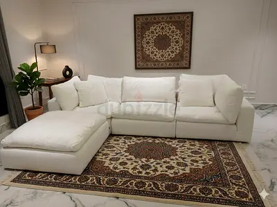 Marina home luscious linen cloud feather 🪶 filled modular sofa with ottoman