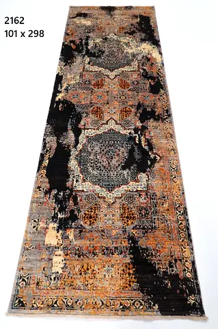 101 x 298cm Afghan Mamlouk abstract-style hallway Runner Rug carpet wool carpet veg dye