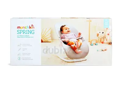 Munchkin Spring 2-in-1 Bouncer  Rocker - Light Grey (New)