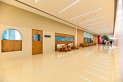 Luxury three-bedroom apartment with a living room for annual rent in Sharjah, Aljada area | Central air conditioning | Gym & swimming pool | Kitchen a