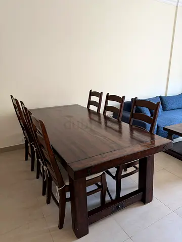 Pottery Barn Solid Wood Dining Table with 2 extensions and 8 Chairs - Dark Finish