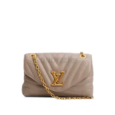 Authentic Louis Vuitton Taupe Calfskin LV New Wave Chain Bag