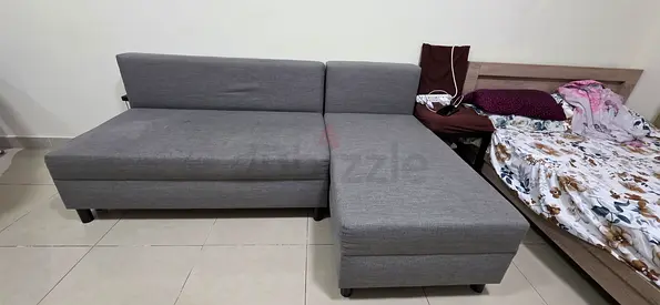 Grey L-shaped Sofa Bed - Good Condition- Immediate Sale