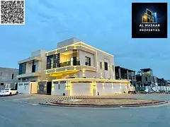 Villa (corner) for sale in Ajman | Al Helio 2 area | 5 rooms, majlis, 2 halls and roof | Freehold ow