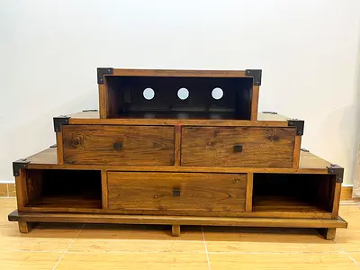 Marina Home Solid Wood Steps Tv Table