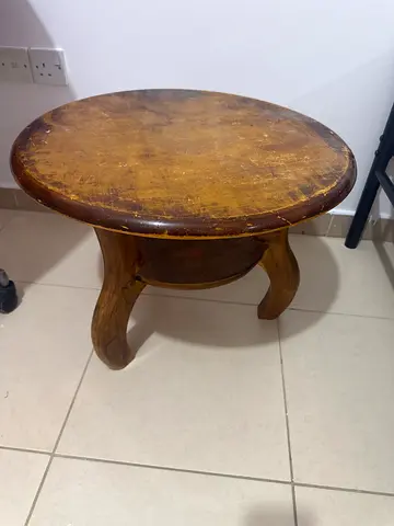 Round Wooden Side Table / Stool - Solid Wood, Vintage Finish