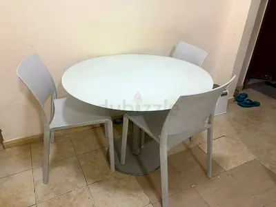 Glass Top Dining Table with 3 Chairs