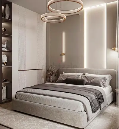 Modern Upholstered Platform Bed with Integrated Headboard