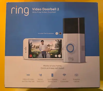 Ring Video Doorbell 2 - Wire-Free, 1080p, Includes Two Faceplates