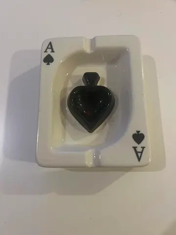 Ceramic Ace of Spades Poker Ashtray