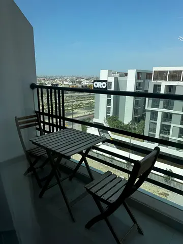 Compact Ikea Wooden Balcony Table and Two Chairs Set
