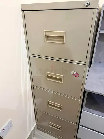 4-Drawer Metal Filing Cabinet - Beige, Lockable (2 pieces)