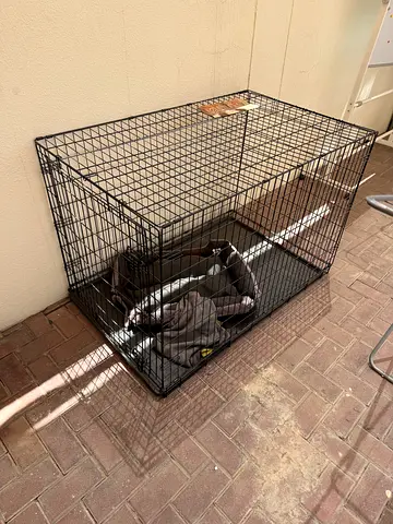 Large Metal Dog Crate with Removable Tray and Carry Bag - Good Condition