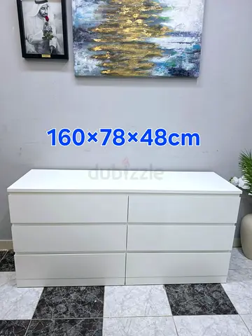 White 6-Drawer Dresser / Chest - 160×78×48 cm, Good Condition