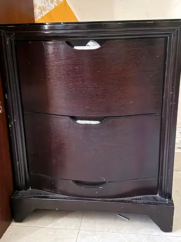 Dark Wood bed  3-Drawer Bedside Cabinet / Nightstand