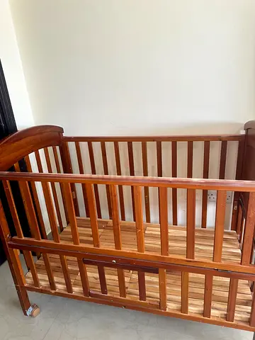 Wooden Baby Crib - Solid Frame, Good Condition