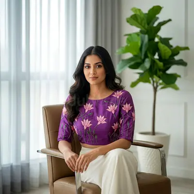 Lotus Embroidered Blouse
