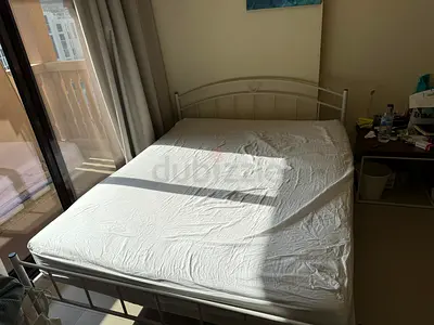 Modern White Bed Frame + Mattress – Great Condition