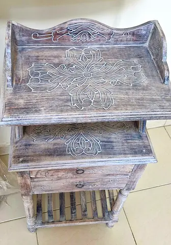 Vintage Balinese bleached bedside tables