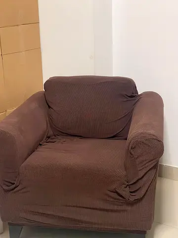 Brown 3 sofas, L shape + 2 seaters + Single-Seater Armchair with Removable Cover
