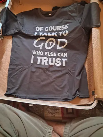 Black Graphic T‑shirt  - Of Course I Talk to $% - Size S, L ,XL(approx)  Casual Shirts
