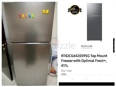 Samsung 411L Top Mount Refrigerator - Silver (Used, Good Condition)