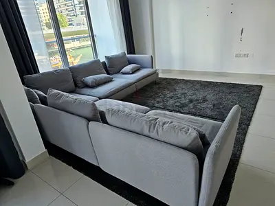 Top  Sodhremn Corner Sofa Gray ExcelleLight grey L-shaped fabric sofa with cushions - good condition