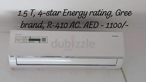 Gree 1.5 Ton Split AC - 4-Star, R-410, Excellent Condition. Low energy consumption.