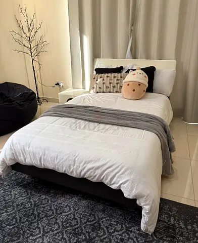 Twin Bed Frame with Headboard and Mattress  side table dressing table- Good Condition