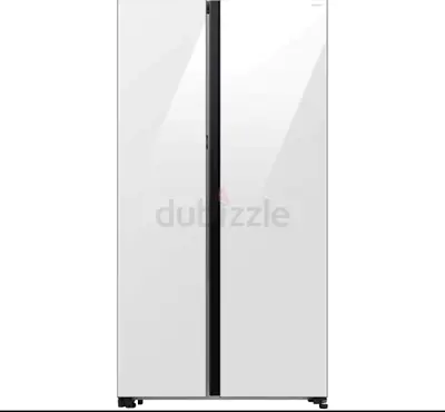Side-by-side Refrigerator - Large White Glass Doors (Good Condition)