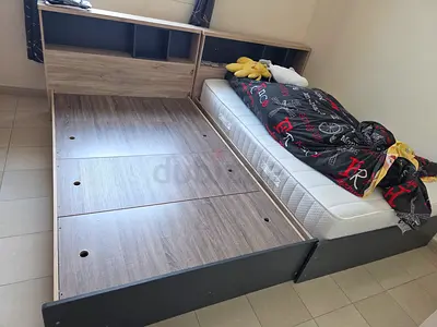 2 Wooden Single Bed Frame with Storage Drawers and Headboard Shelves - Light Oak