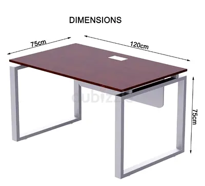 Modern Office Desk 120x75cm with Cable Port - Wooden Top, Metal Frame. Liftim Office Desk PAN Liftim