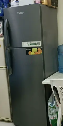 Grey Whirlpool Top Freezer Refrigerator - Good Working Condition