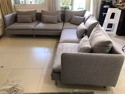 Ikea Sodhremn Corner Sofa Gray Light grey L-shaped sectional sofa, good condition