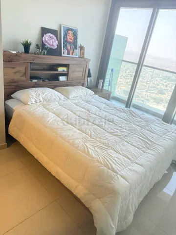 Queen bed + full bedding set (mattress, duvet, pillow) + cupboard