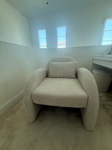Beige Bouclé Accent Armchair - Cozy Single Seat