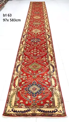 6m long hallway afghan red handmade Long Red Traditional Runner Rug 97 x 583 cm