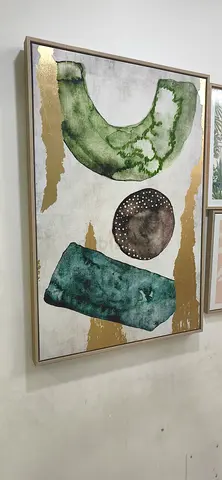 Abstract Green  Gold Framed Wall Art (Large)