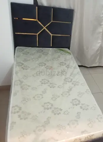 Single Bed with Decorative Headboard and Mattress -brand new