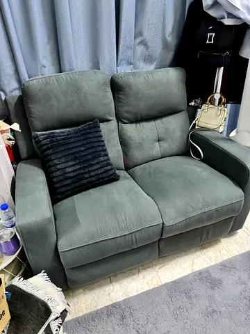Comfortable 2-Seater Recliner Sofa in Grey-Green - Good Condition