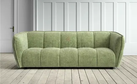 Light green boucle upholstered sofa