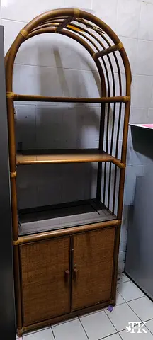 Urgent Sale - Rattan Bamboo Shelf Unit with Cabinet