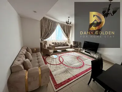 Two rooms, a hall, ,2 bathroom, furnished with hotel furniture,5999 dirhams with internet, Burj el maha block B