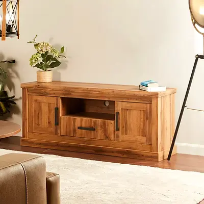 Solid Wood TV Unit / Media Cabinet with Storage / colton wood home center