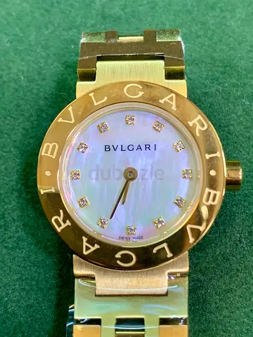 Bvlgari Ladies Gold-tone Mother of Pearl Diamond Dial Watch