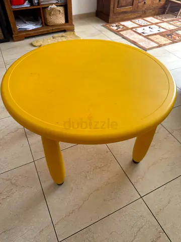 Small Round Yellow Plastic Side Table — Lightweight  Durable