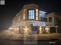Corner Villa for sale | ajman| al zahia area | 5 master rooms, majlis, 2 halls, maid room| freehold