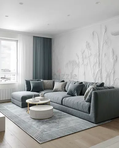 Large Modern Grey L-Shaped Sofa