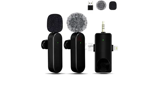 Portable Wireless Lavalier Microphone Set with USB Receiver (Dual Mics) -UNPACKED-