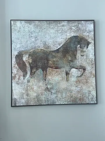 Framed Horse Silhouette Wall Art - Large Rustic Canvas